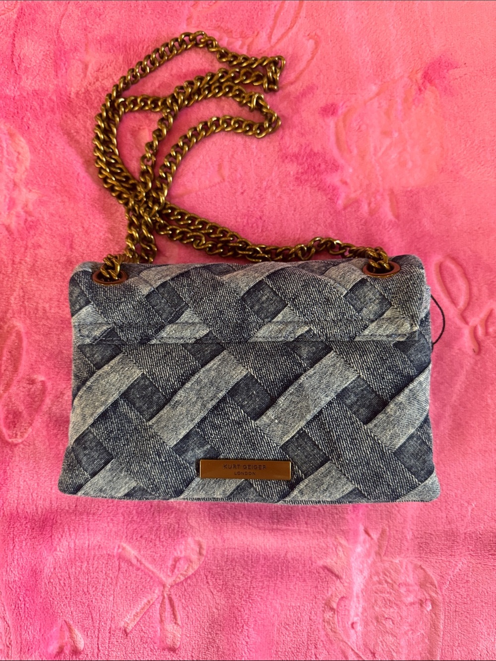 NWT Kurt Geiger Kensington Denim Two-Way Bag | Dust Bag included - Picture 3 of 7
